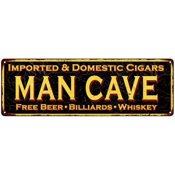 MAN CAVE Cigars Vintage Looking Metal Sign Home Decor 6x18 106180032023