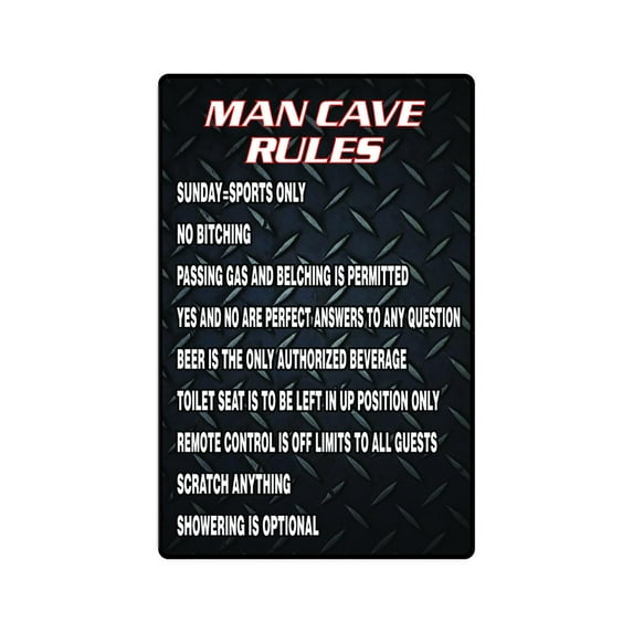 MAN CAVE RULES Parking Aluminum Sign manroom garage beer | Indoor/Outdoor | 14" Tall