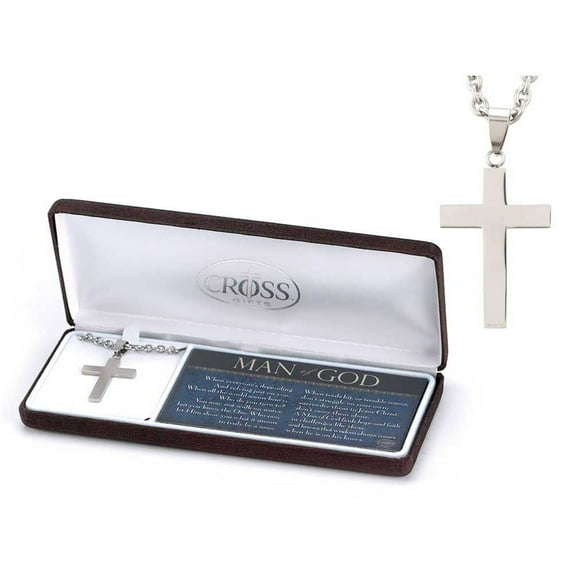 MAN OF GOD Stainless Steel Box Cross Necklace, on 24 Chain