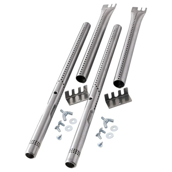 Set of 2 Adjustable Stainless Steel Tube Burners – Universal Gas Grill Replacement Parts (Slim 1/2" Diameter) for Charbroil, Kenmore & More