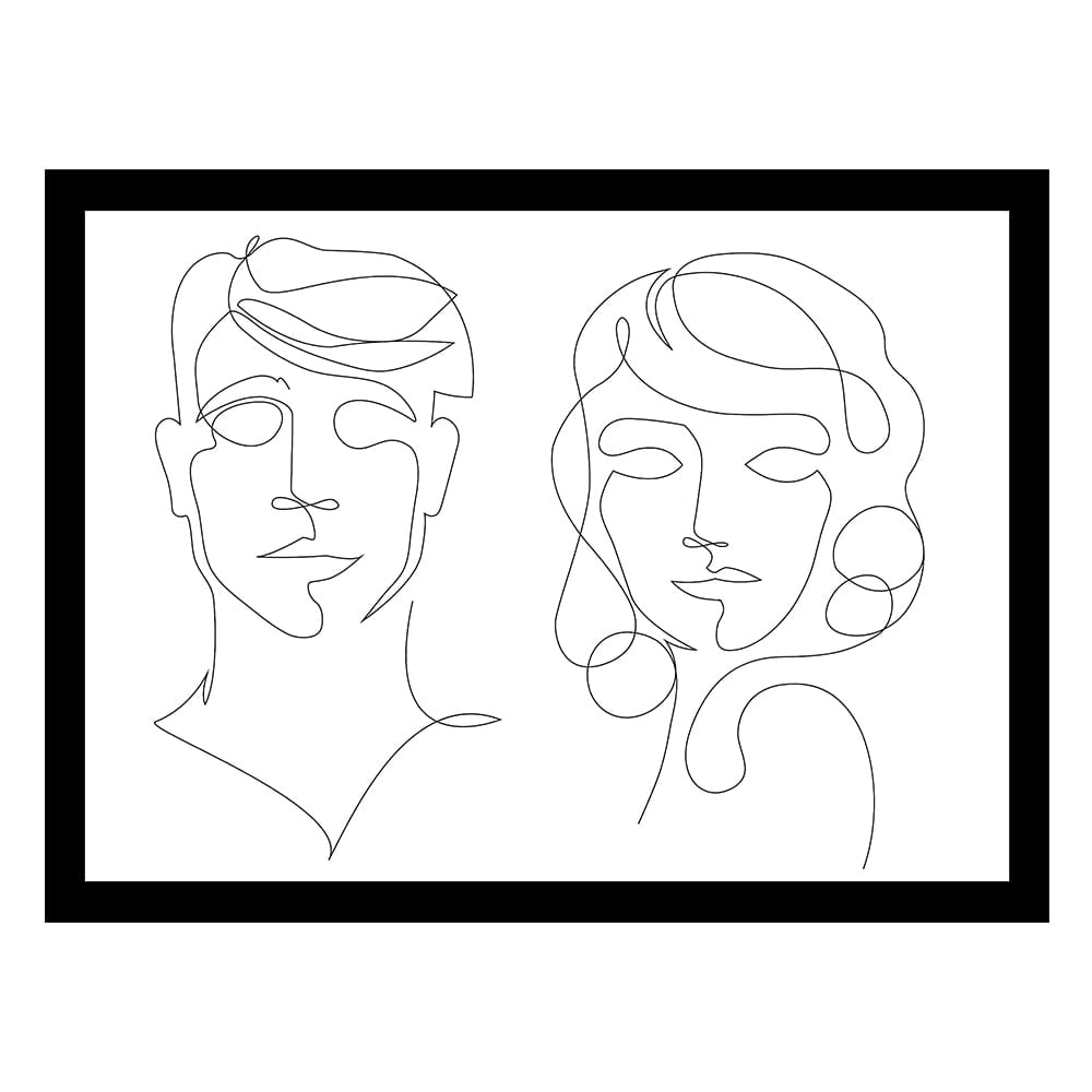 MAN & WOMAN LINE ART Framed Print