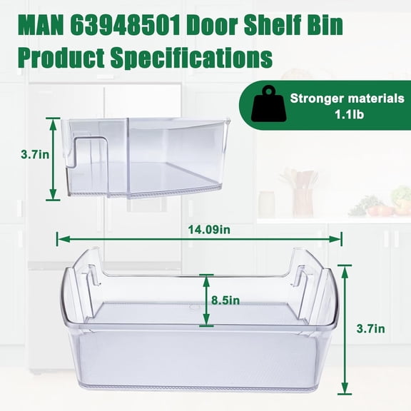 MAN63948501 Refrigerator Door Bin, Bin Basket Shelf Compatible with lg Refrigerator LFCS27596S/00, LFCS28768S/00, LFXC22526D/00, Replace MAN63948506 4995815 PS16763606 FIX16763606