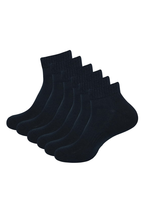 Men Cotton Ankle Socks Mesh Breathable Soft Comfortable Durable Double Layer Cushioned Reinforced Seamless Anti Slip With Ribbed Instep For A Firm Grip. 3 Pack Black.