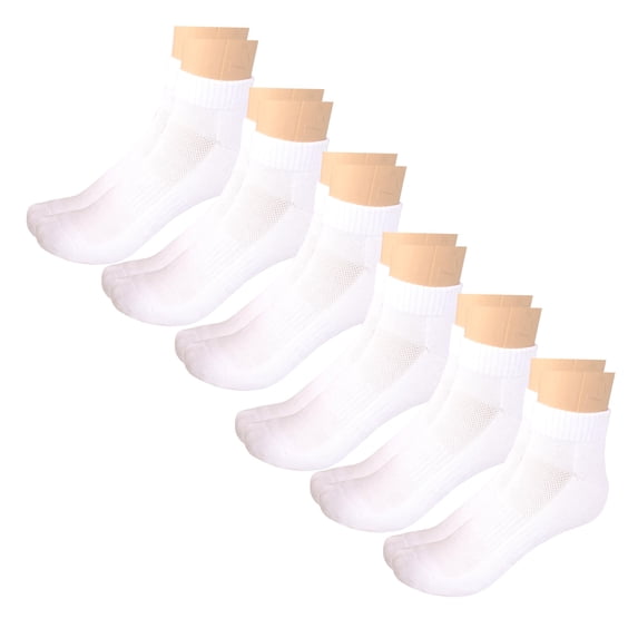 MANARC Men Cotton Ankle Socks Mesh Breathable Soft Comfortable Durable Double Layer Cushioned Reinforced Seamless Anti Slip With Ribbed Instep For A Firm Grip. 6 Pack White.