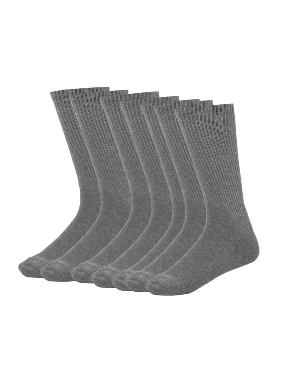 Men Cotton Crew Socks Soft Comfortable Thin And Breathable on Top Durable Double Layer Cushioned Reinforced Sole. 3 Pack Dark Grey.
