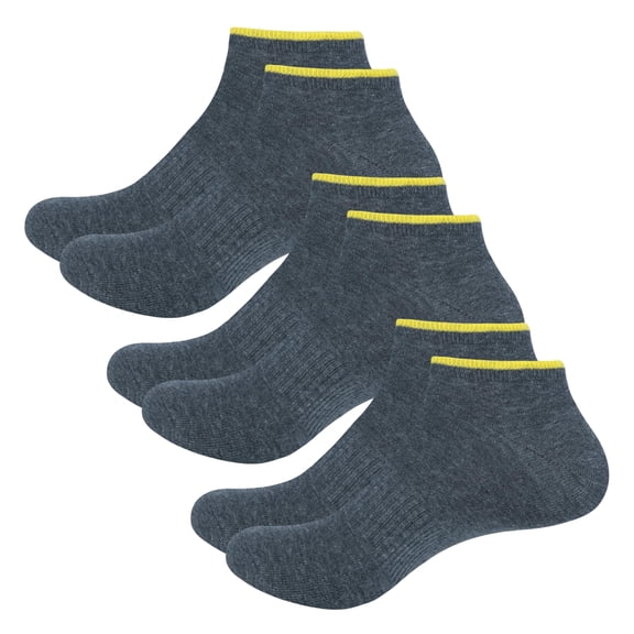 MANARC Men Cotton No Show Socks Thin Fine Soft Comfortable Durable Breathable Anti Slip With Ribbed Instep For A Firm Grip. 3 Pack Dark Grey.