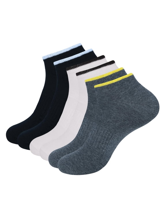 Men Cotton No Show Socks Thin Fine Soft Comfortable Durable Breathable Anti Slip With Ribbed Instep For A Firm Grip. 3 Pack White, Black, Dark Grey.
