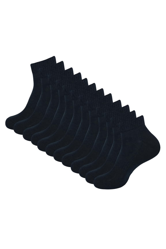Men Women Cotton Ankle Socks Soft Comfortable Durable Breathable Reinforced Double Layer Cushioned Anti Slip Off with Ribbed Instep for A Firm Grip 6 Pack Black.