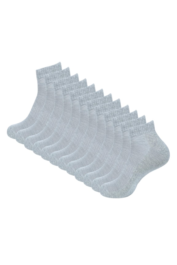 Men Women Cotton Ankle Socks Soft Comfortable Durable Breathable Reinforced Double Layer Cushioned Anti Slip Off with Ribbed Instep for A Firm Grip 6 Pack Grey.