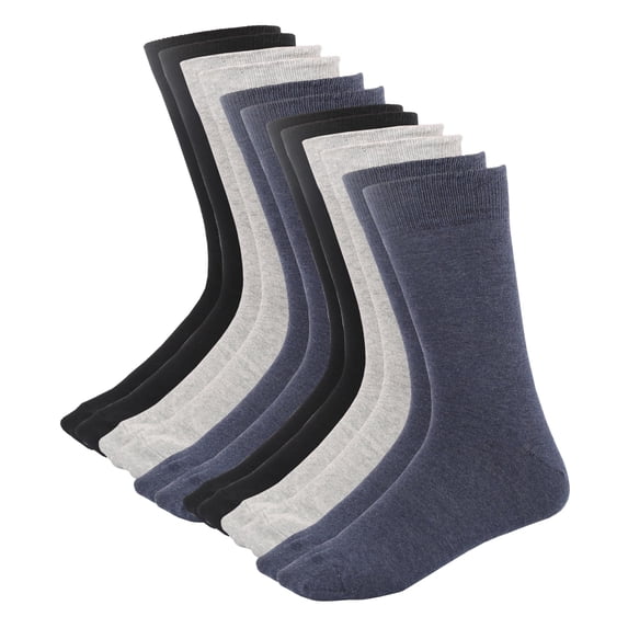 MANARC Men Women Cotton Crew Socks Soft Comfortable Durable Breathable 6 Pack Black, Melange Grey, Melange Blue.