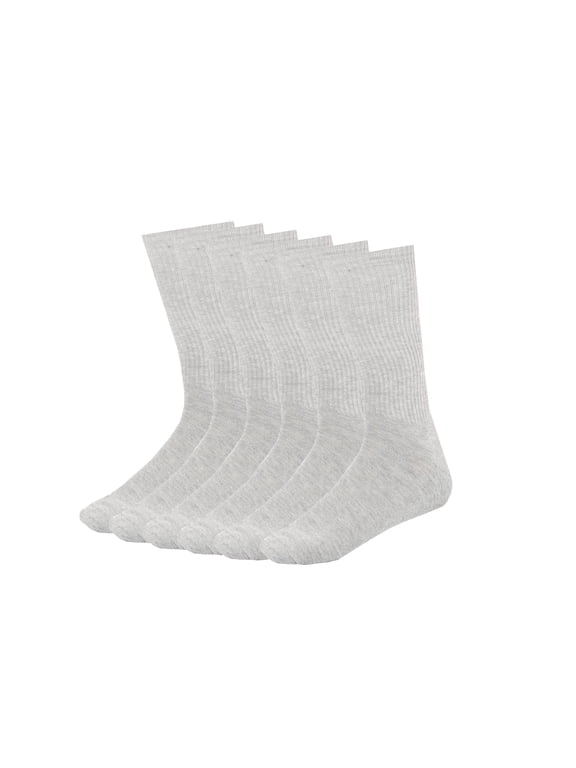 Men Women Cotton Crew Socks Soft Comfortable Durable Breathable Reinforced Double Layer Cushioned 3 Pack Grey.