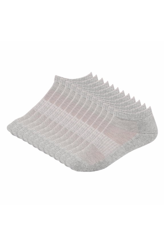 Men Women Cotton No Show Mesh Socks Low Cut Soft Comfortable Durable Breathable Reinforced Double Layer Cushioned 6 Pack Grey.