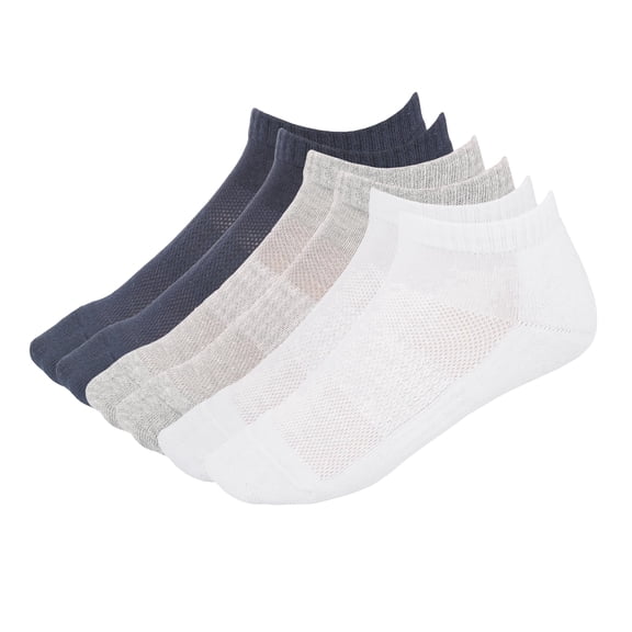 MANARC Men Women Cotton No Show Mesh Socks Low Cut Soft Comfortable Durable Breathable Reinforced Double Layer Cushioned 3 Pack White, Navy Blue, Light Grey.