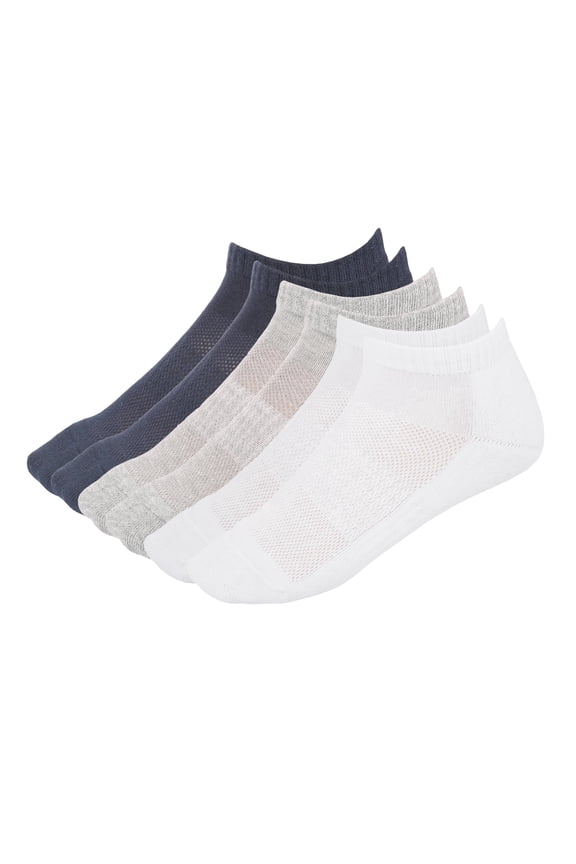 Men Women Cotton No Show Mesh Socks Low Cut Soft Comfortable Durable Breathable Reinforced Double Layer Cushioned 3 Pack White, Navy Blue, Light Grey.