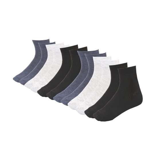 MANARC Men Women Polyester Ankle Socks Soft Comfortable Durable Breathable 6 Pack Black, Melange Grey, Melange Blue.
