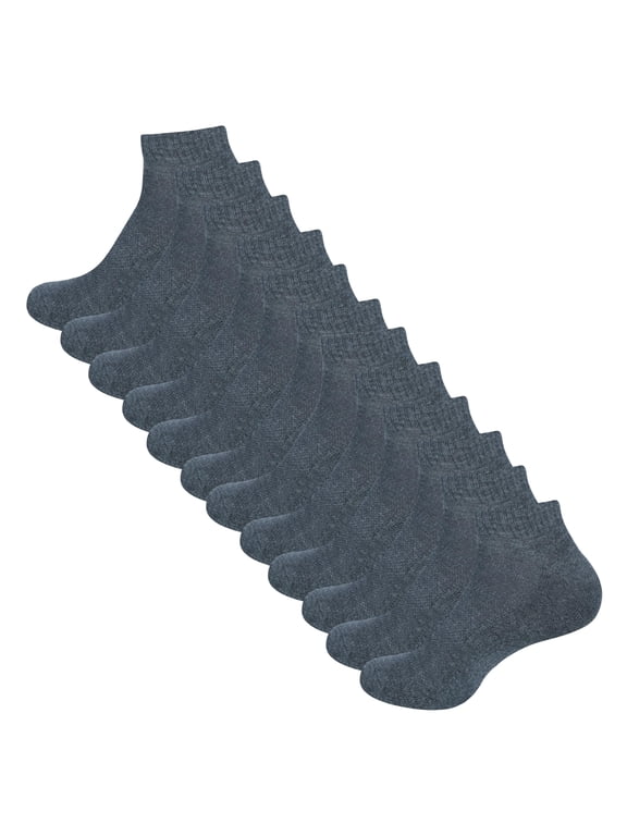 Women Cotton Ankle Socks Mesh Breathable Soft Comfortable Durable Double Layer Cushioned Reinforced Seamless Anti Slip With Ribbed Instep For A Firm Grip. 6 Pack Dark Grey.