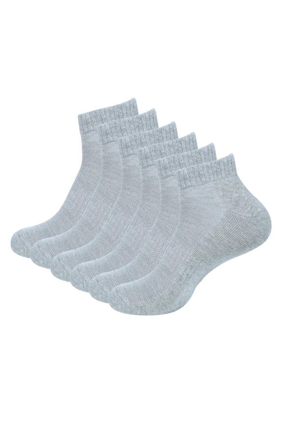 Women Cotton Ankle Socks Mesh Breathable Soft Comfortable Durable Double Layer Cushioned Reinforced Seamless Anti Slip With Ribbed Instep For A Firm Grip. 3 Pack Grey.