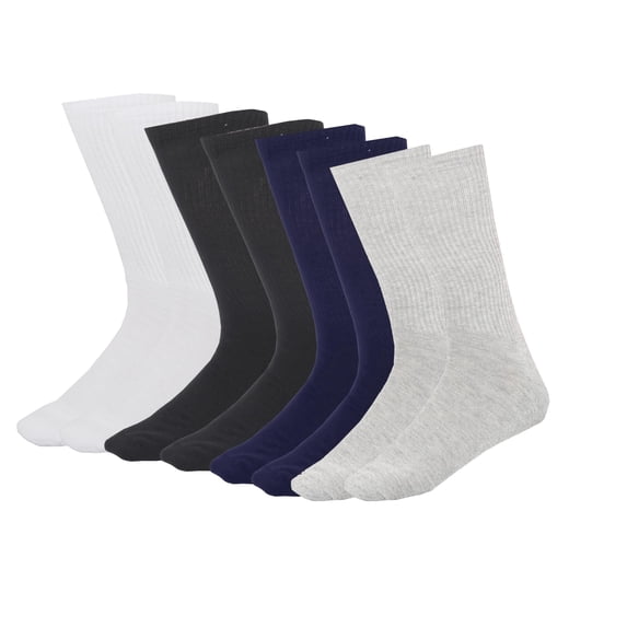 MANARC Women Cotton Crew Socks Soft Comfortable Thin And Breathable on Top Durable Double Layer Cushioned Reinforced Sole. 4 Pack White, Navy Blue, Light Grey, Black.