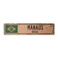 thumbnail image 1 of MANAUS BRAZIL Vintage Plastic Street Sign Brazilian flag city country road wall gift | Indoor/Outdoor | 30" Wide, 1 of 4