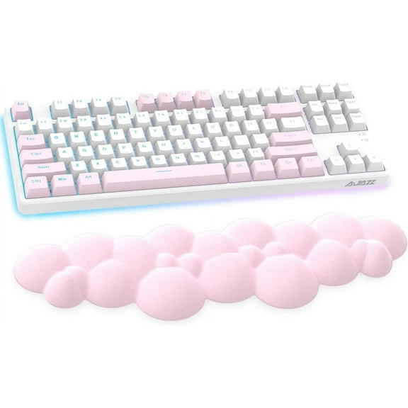 MANBASNAKE Keyboard Wrist Rest,Memory Foam Wrist Pad Smooth Fiber Hand Rest for TKL Keyboard,Ergonomic Nonslip Comfortable Cushion Set,Typing Pain Relief,Support for Office,PC Gaming,Laptop,Mac(Pink)
