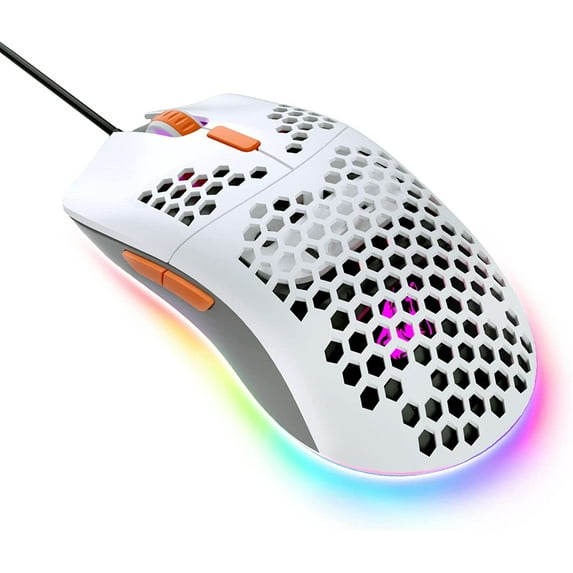 Manbasnake M1 Honeycomb Gaming Ambidextrous Ergonomic Design Optical Wired Gaming Mouse, Orange