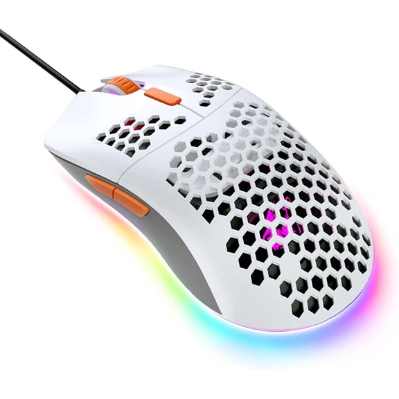 Manbasnake M1 Honeycomb Gaming Ambidextrous Ergonomic Design Optical Wired Gaming Mouse, Orange