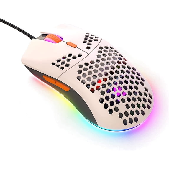 MANBASNAKE M1 Wired Lightweight Gaming Mouse, 69g Ultralight Honeycomb Shell, RGB Chroma Backlit, 6400 DPI Optical Sensor, Ergonomic 6 Programmable Buttons for E-Sports,Laptop,PC,Mac Gamer
