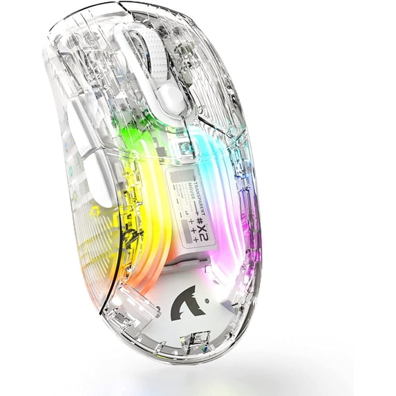 ATTACK SHARK Wireless Gaming Mouse, Transparent Design, Ambidextrous, Ergonomic Design, Optical, 2.4G/USB-C/Bluetooth 5.0, Gaming Mice, White