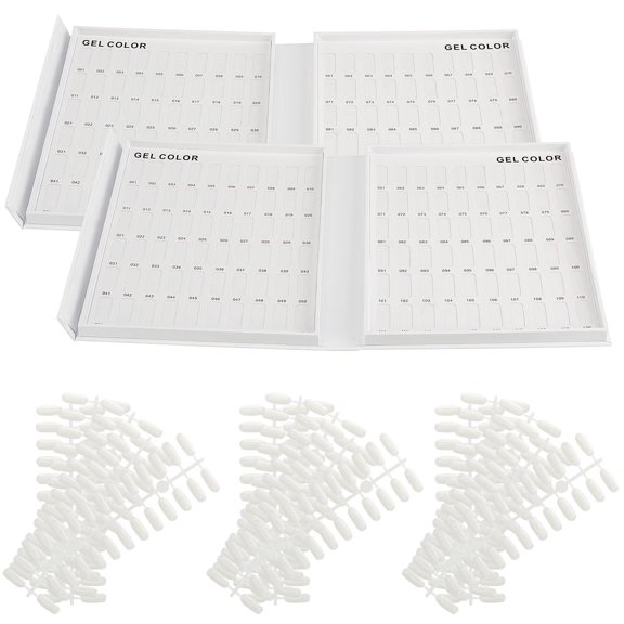 MANCHAP 2 Pack 120 Colors Nail Display Book, Nail Polish Display Chart, Nail Color Sample Book Nail Gel Color Card Book with 360 Tips, for Home Salon, White ALT2