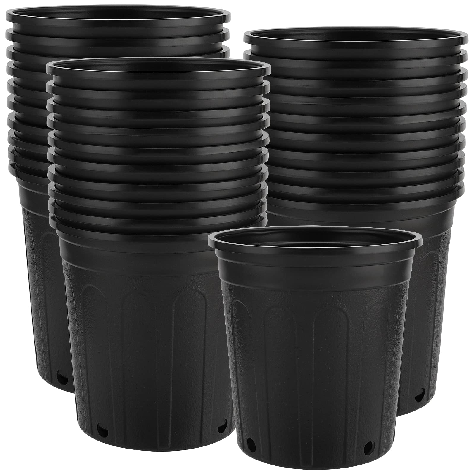 MANCHAP 30 Pack 1 MMF7 Gallon Plastic Flower Pots, Nursery Pot with
