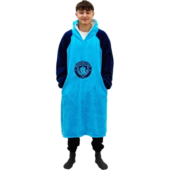 Manchester City FC Hugzee Oversized Wearable Hoodie Blanket (44 Inches)