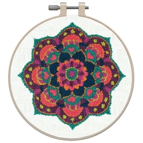 Janlynn Mandala Punch Needle Kit with Embroidery Hoop and Stamped Fabric