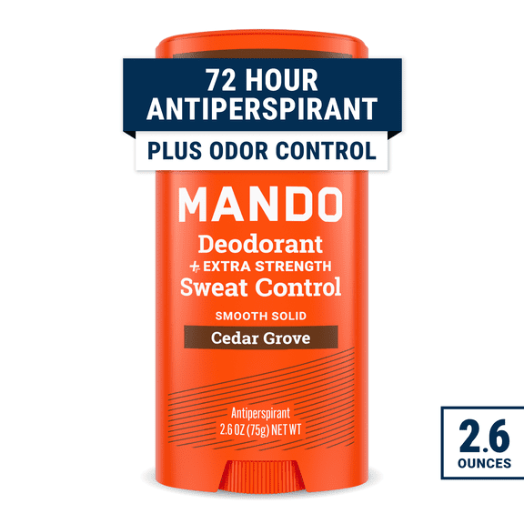 Mando Deodorant plus Extra Strength Sweat Control - Solid Stick Antiperspirant - Cedar Grove - 2.6oz
