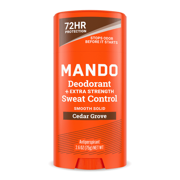 Mando Deodorant Plus Sweat Control Solid Antiperspirant Deodorant Stick, Cedar Grove, 2.6 oz