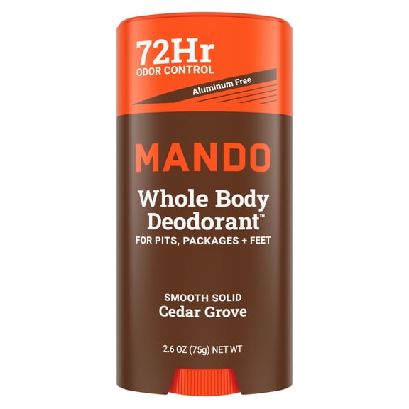 Mando Whole Body Deodorant Stick for Men, Aluminum-Free, 72-Hour Odor Control, Cedar Grove, 2.6 oz