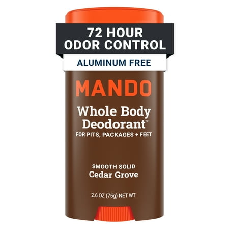 Mando Whole Body Deodorant - Men’s Aluminum-Free Smooth Solid Stick Deodorant - Cedar Grove - 2.6oz