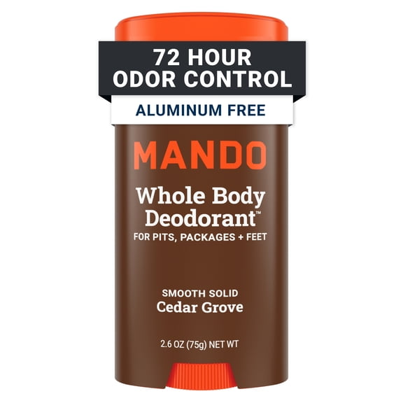 Mando Whole Body Deodorant - Mens Aluminum-Free Smooth Solid Stick Deodorant - Cedar Grove - 2.6oz