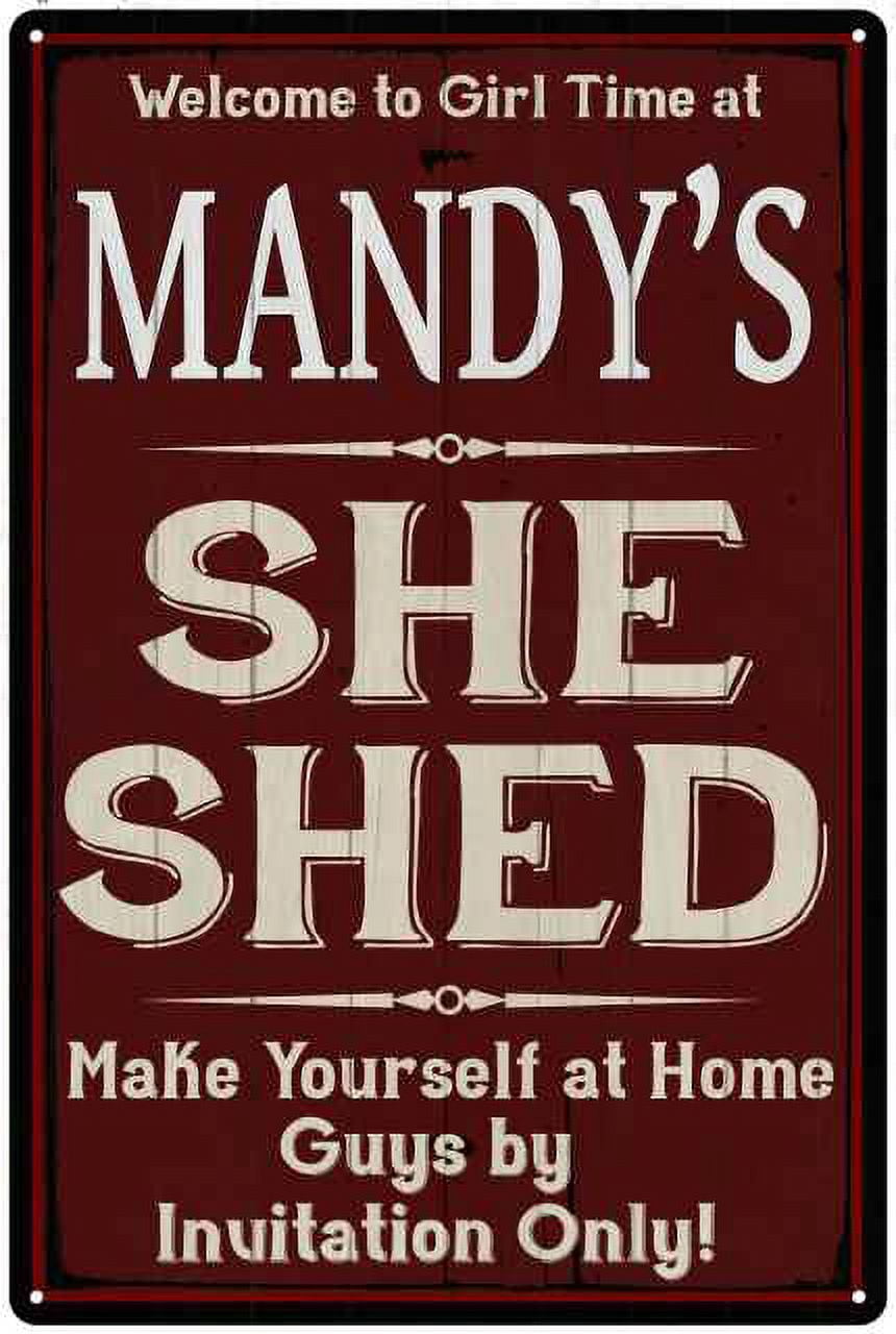 MANDY'S She Shed Red Sign Gift Lady Cave 12x18 Metal Sign 112180088478 ...
