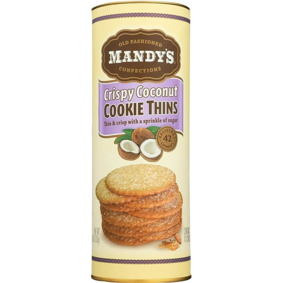 MANDYS Cookie Thins, Crispy Coconut, 4.6 OZ