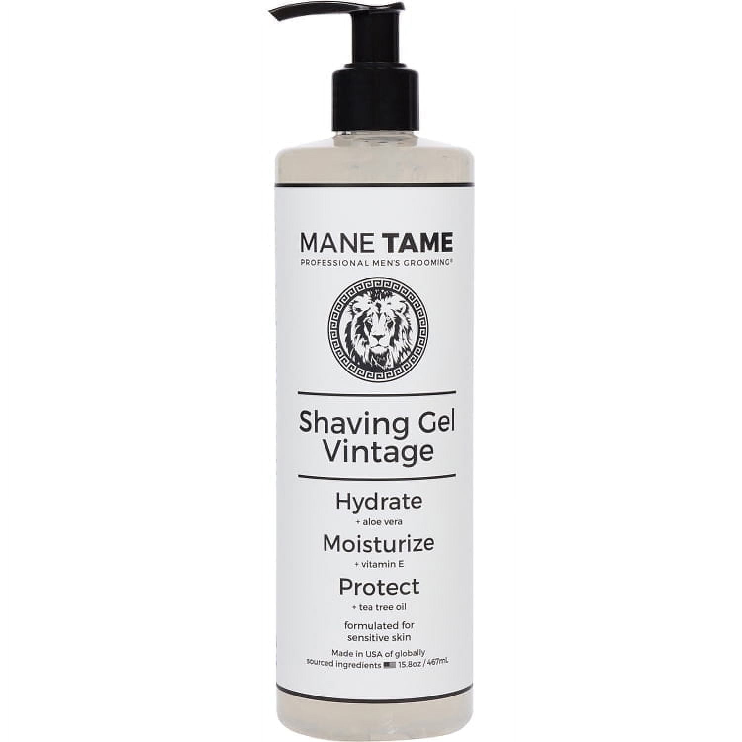 MANE TAME Professional Men's Grooming Vintage Shaving Gel, 15.8oz Refreshing Masculine Scent
