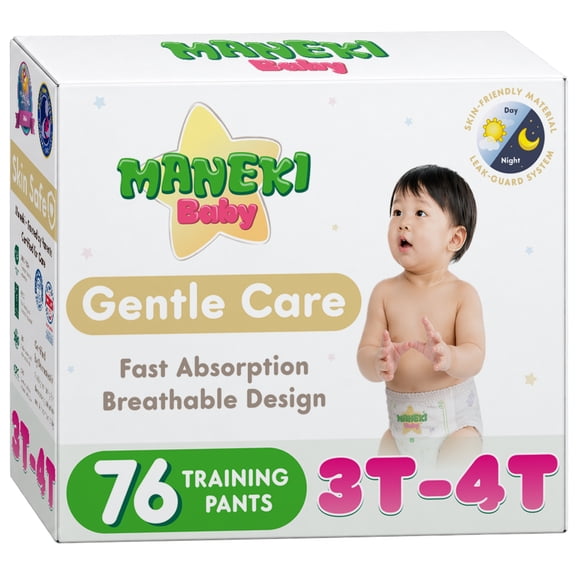 MANEKI Baby Disposable Pull Ups 3T-4T Diaper Pants Size 5 (26-37 lbs) 76 Count, Up to 12-Hour Nighttime Pull Ups Protection, Leak-Proof Training Pants, Super Absorbent, Hypoallergenic