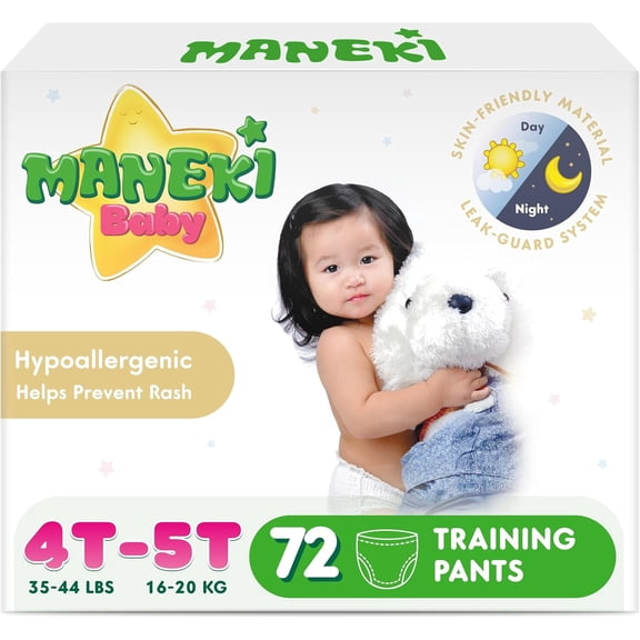 MANEKI Baby Disposable Pull Ups 4T-5T Diaper Pants Size 6 (33-44 lbs) 72 Count, Up to 12-Hour Nighttime Pull Ups Protection, Leak-Proof Training Pants, Super Absorbent, Hypoallergenic