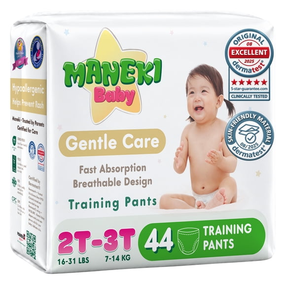 MANEKI Baby Disposable Pull Ups 2T-3T Diaper Pants Size 4 (20-31 lbs) 44 Count, Up to 12-Hour Nighttime Pull Ups Protection, Leak-Proof Training Pants, Super Absorbent, Hypoallergenic