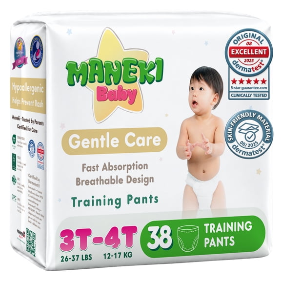 MANEKI Baby Disposable Pull Ups 3T-4T Diaper Pants Size 5 (26-37 lbs) 38 Count, Up to 12-Hour Nighttime Pull Ups Protection, Leak-Proof Training Pants, Super Absorbent, Hypoallergenic