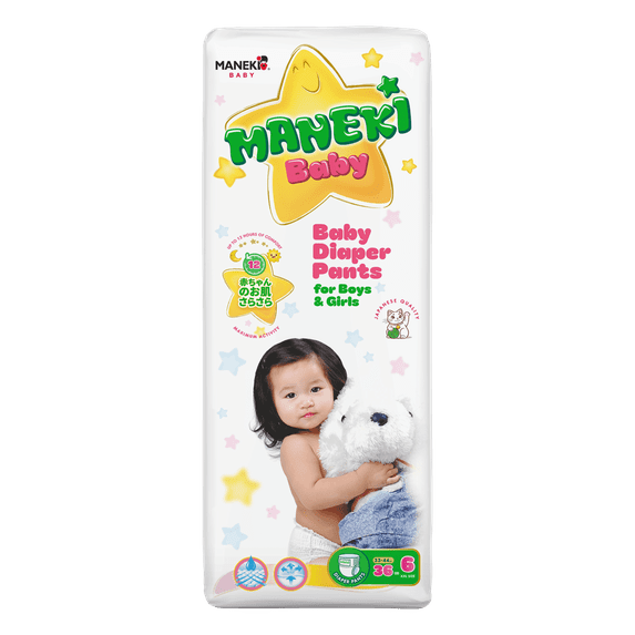 MANEKI Baby Disposable Pull Ups 4T-5T Diaper Pants Size 6 (33-44 lbs) 36 Count, Up to 12-Hour Nighttime Pull Ups Protection, Leak-Proof Training Pants, Super Absorbent, Hypoallergenic