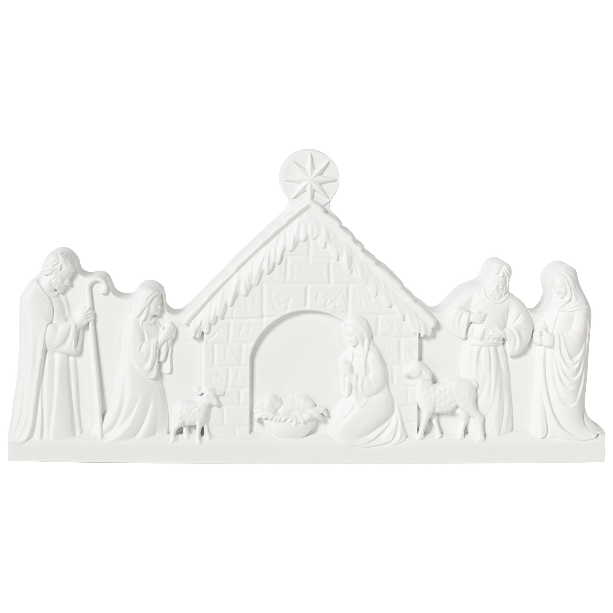 Nativity Scene Christmas Decoration, White, 12" x 6.5", by Holiday Time