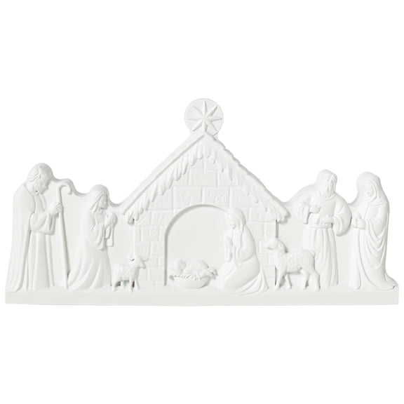 Nativity Scene Christmas Decoration, White, 12" x 6.5", by Holiday Time