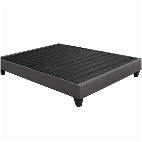 MANGIJOY 14 Inch Height Platform Bed Frame for Twin XL Mattress, Upholstered Headboard Ready Base, Dark Gray