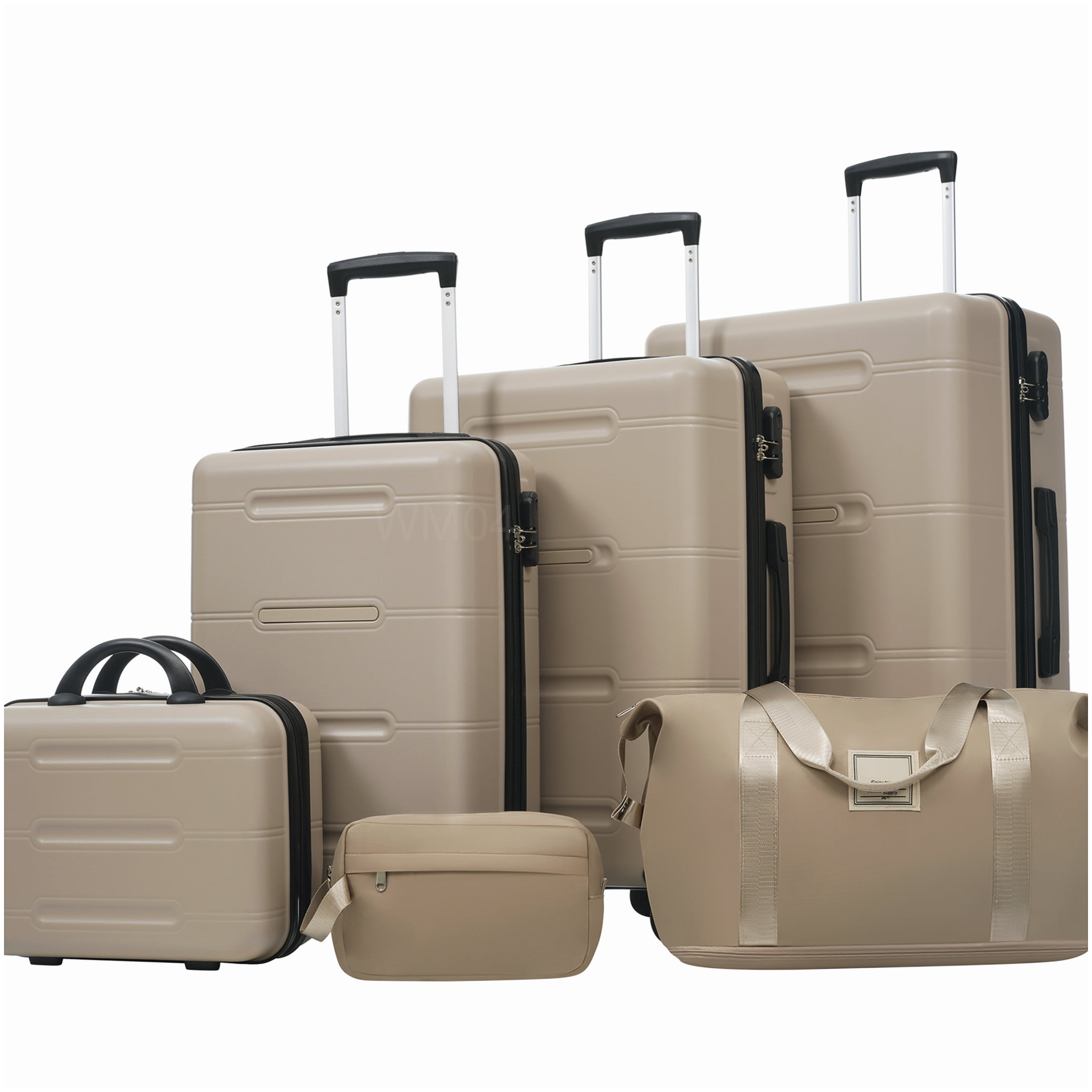 MANGIJOY 360 Spinner Wheel Luggage Set, 6-Piece ABS Hardshell Suitcase with Lock, Includes Carry-On, Checked Bags &; Toiletry Kit
