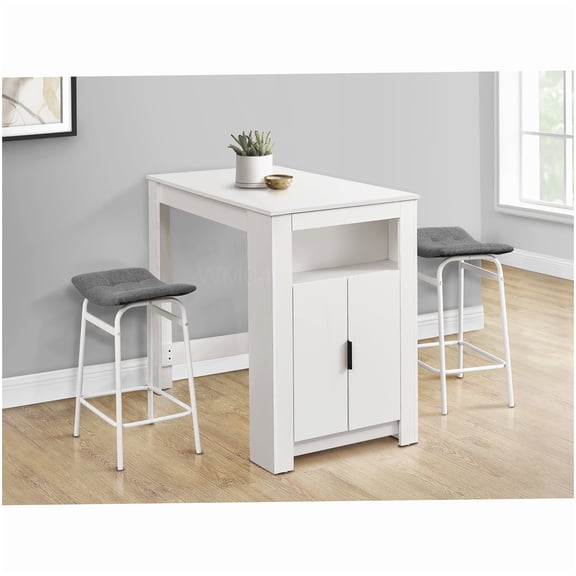 48" Rectangular Counter Table for Kitchen with Storage, White Modern Laminate Finish
